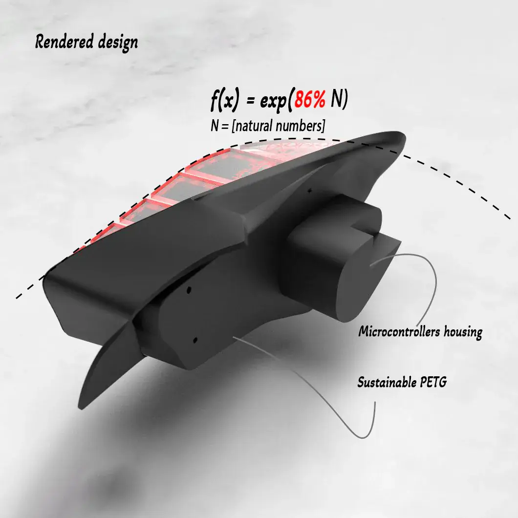Render of the taillight curve following f(x) = exp(86% N)