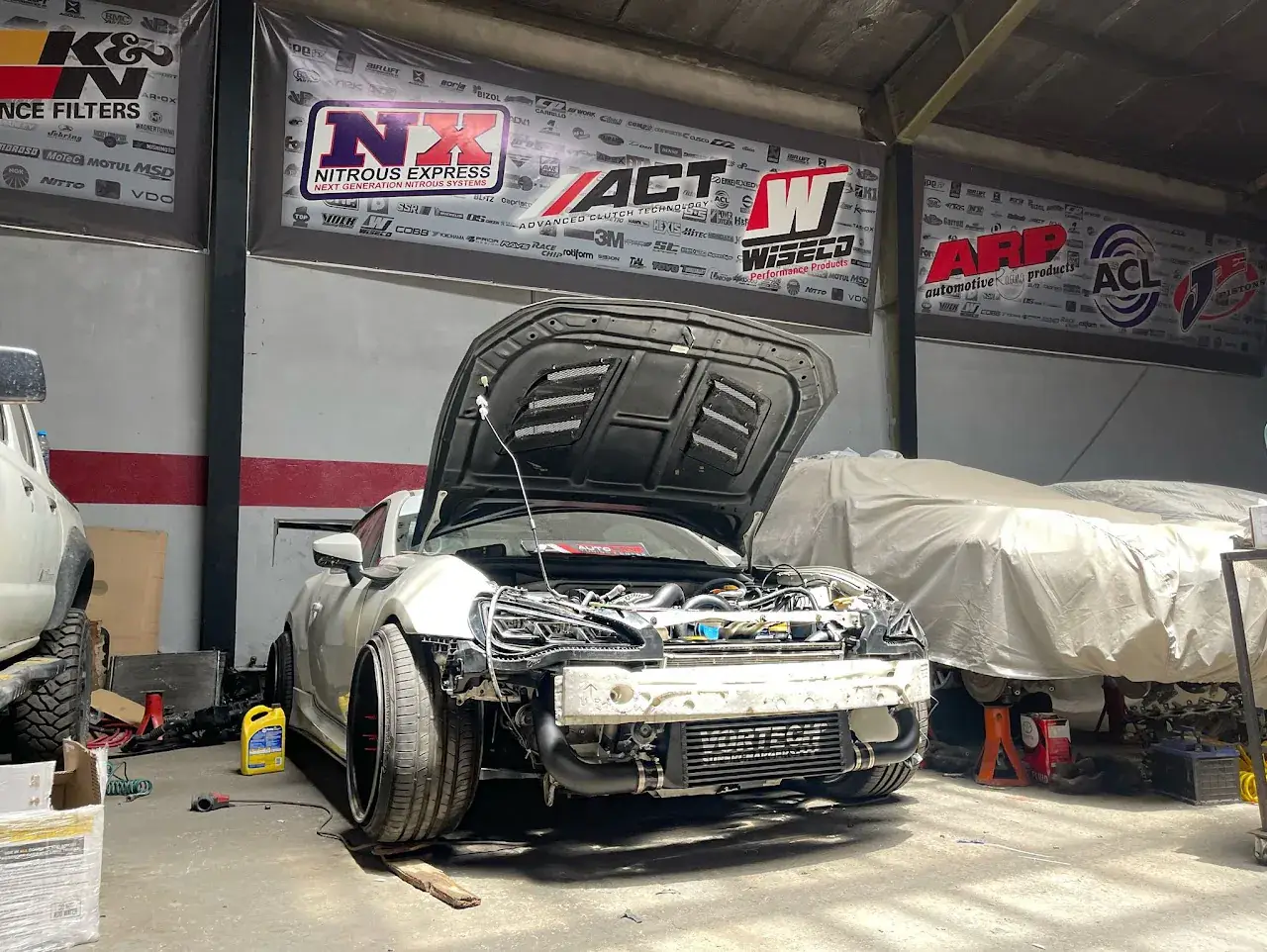 NYX in the workshop during the supercharger install