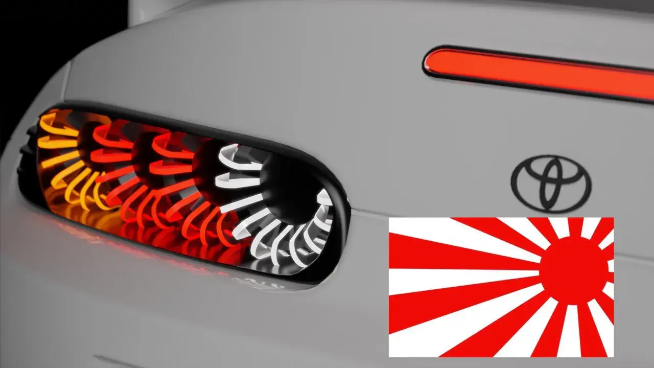 Supra MK4 JDMised taillight with the rising-sun pattern