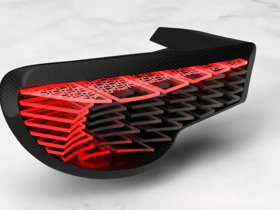 Render of the NYX taillight glowing red